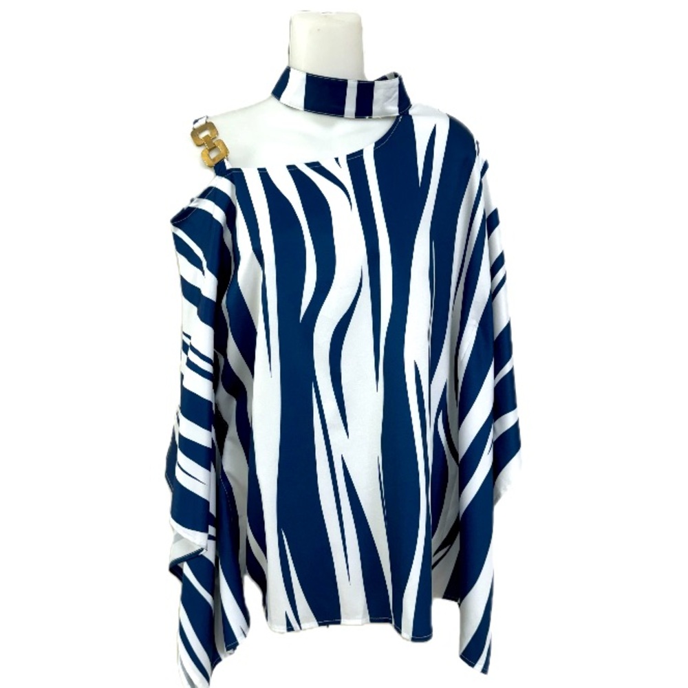 3/$25💥 Beautiful Blue and White Flowy Top Sz L Bin S